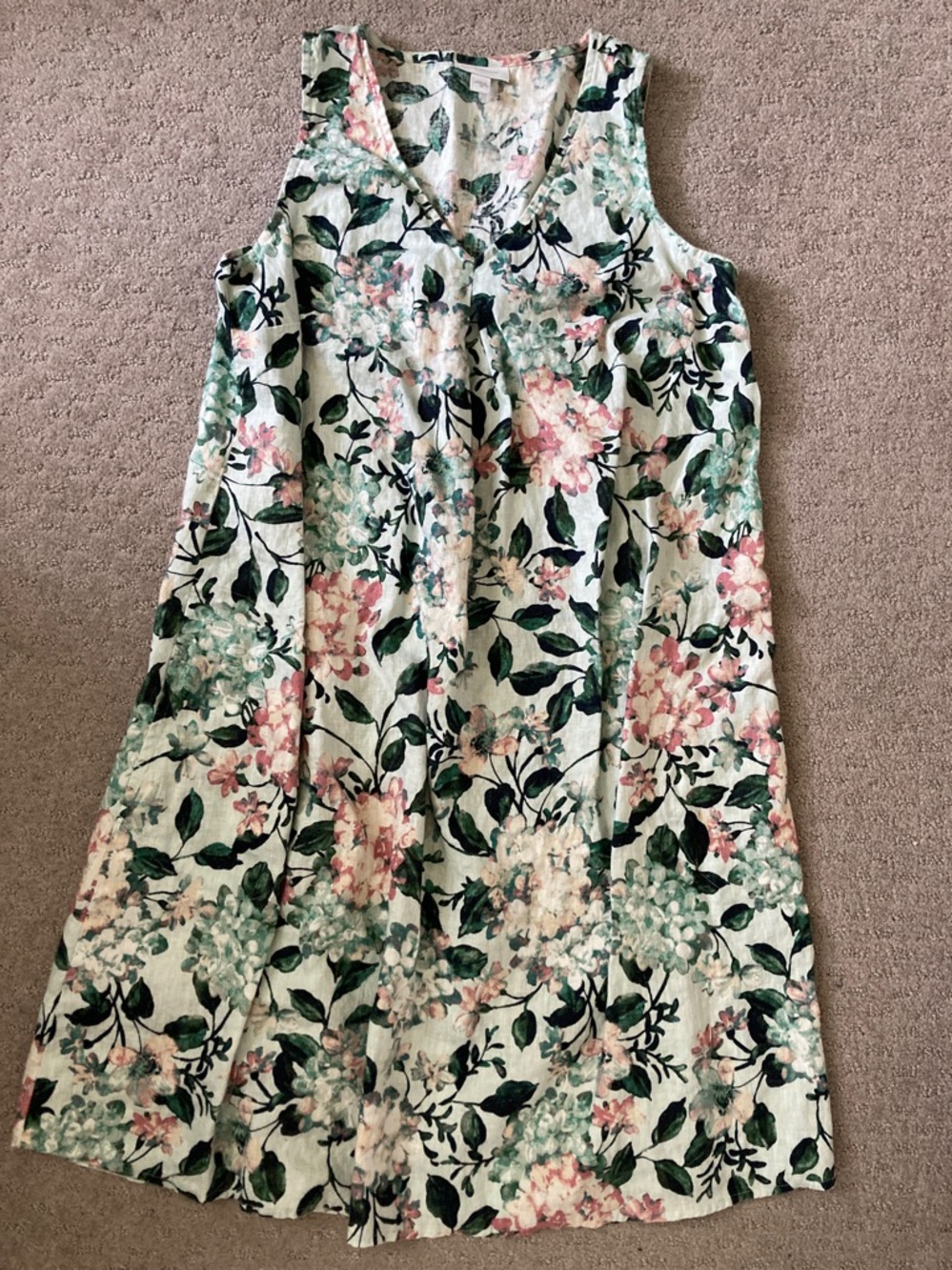 J. JILL Love Linen blue floral shift dress, XS.